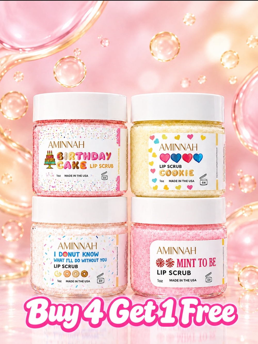 AMINNAH Lip Scrubs- Buy 4 Get 1 Free